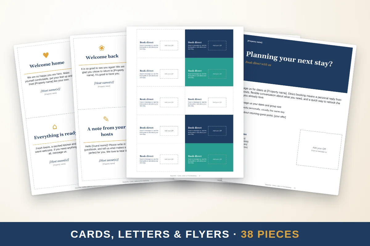Printable Airbnb guest cards and prompts for a guest book