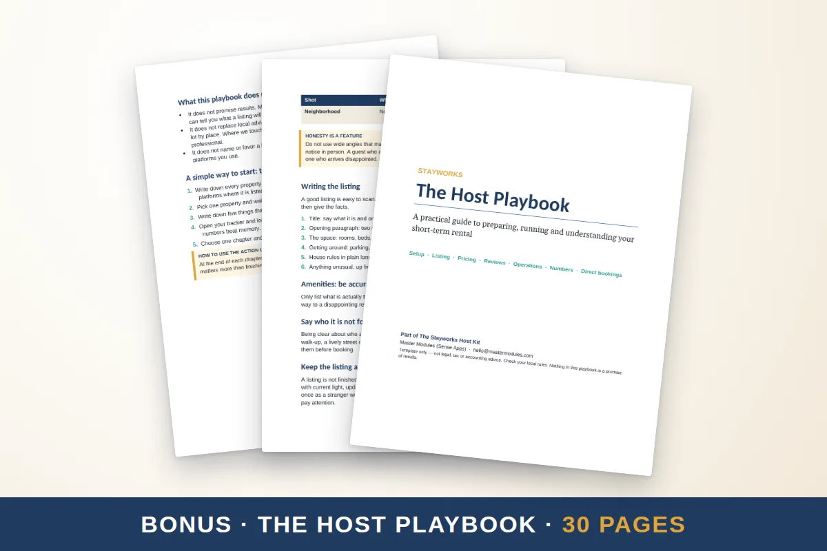 Printable Airbnb house manual playbook with sections for guests
